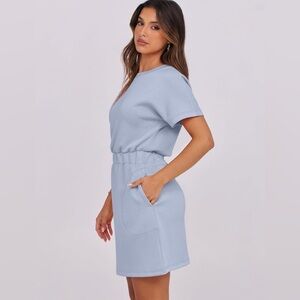 NWT-Small 2026 Summer Casual Short Sleeve Crew Neck Elastic Waist T Shirt Dress